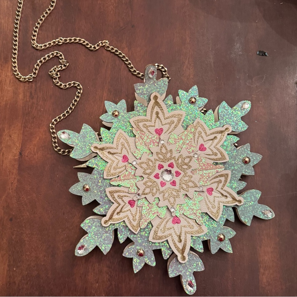 Rare Betsey Johnson Glitter Snowflake purse - Hard to find Green blue Pink,